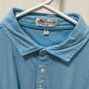 Peter Millar Light Blue Striped Polo